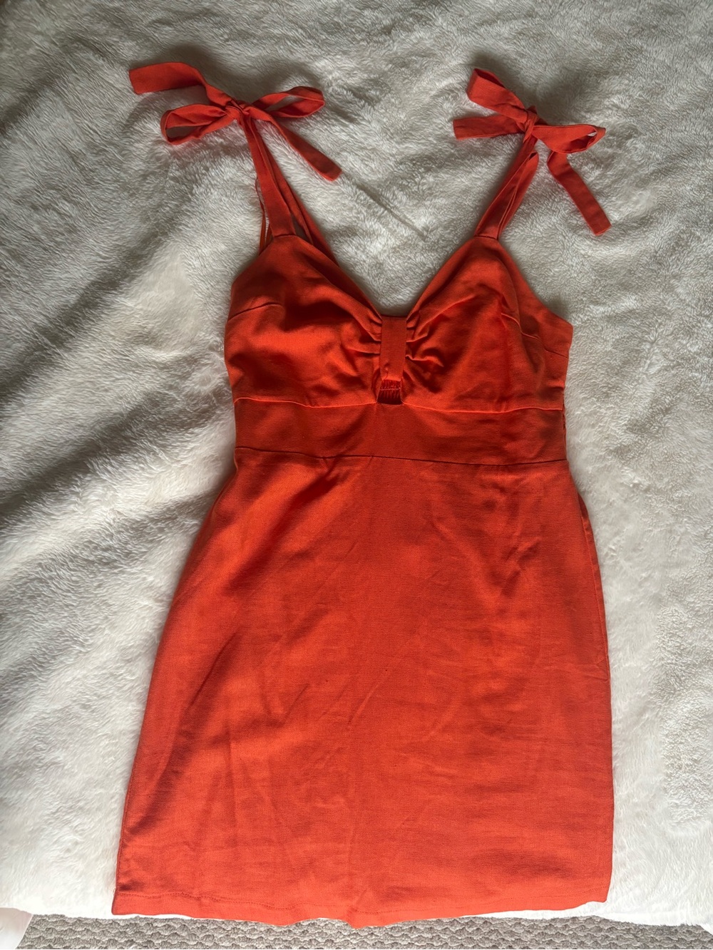 Tie-Shoulder Orange Bodycon Dress